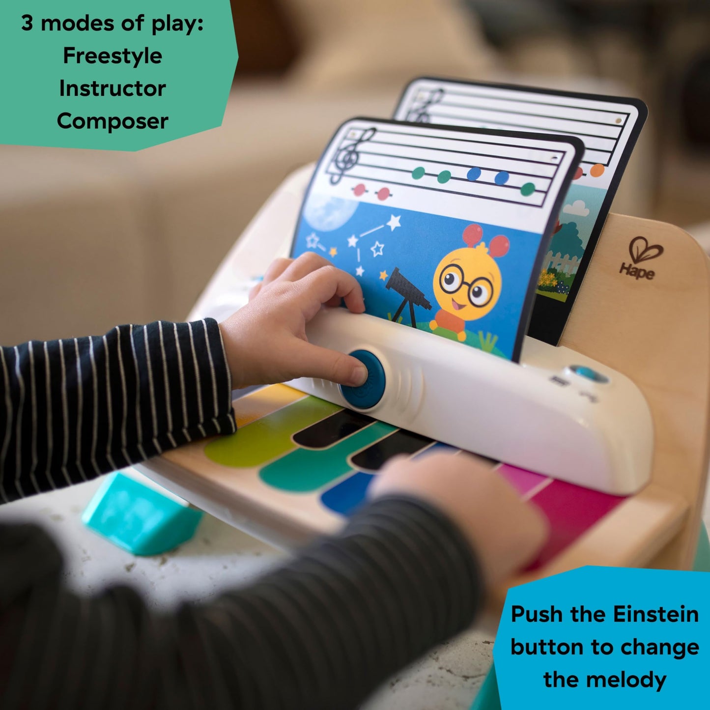 Baby Einstein, Hape Magic Touch, jouet musical en bois, 3 partitions et 6 chansons incluses, à partir de 12 mois