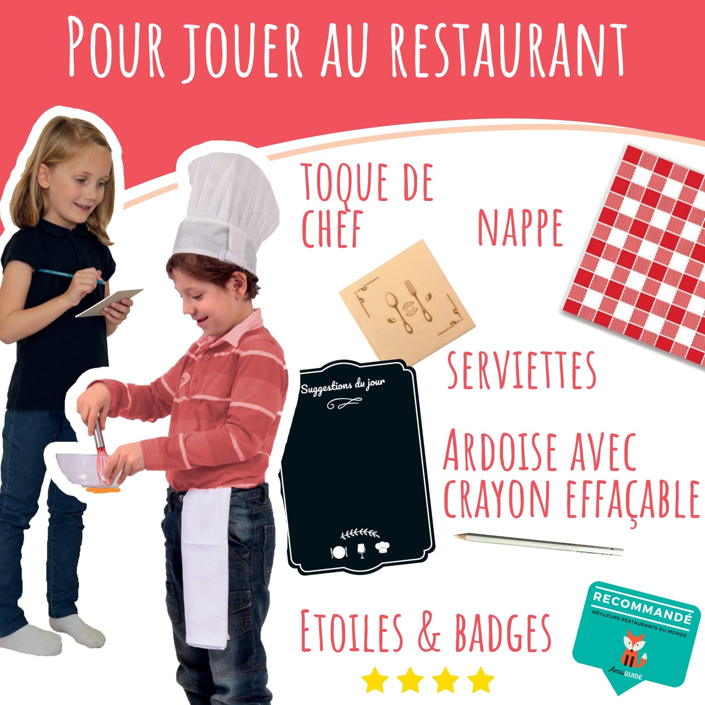 Coffret Mon Premier Restaurant - Jeu Éducatif 5 à 10 ans - Fille Garçon Métier Cuisine