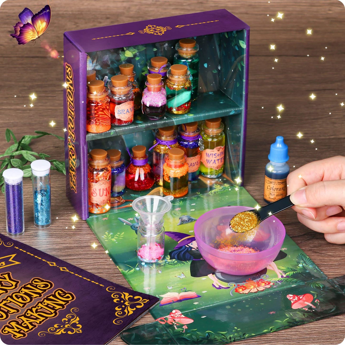 Mostof Rétro Kits de potions de fées pour enfants, Mélangez 20 potions magiques avec Cristal d’énergie, Jouet artisanal cadeau créatif