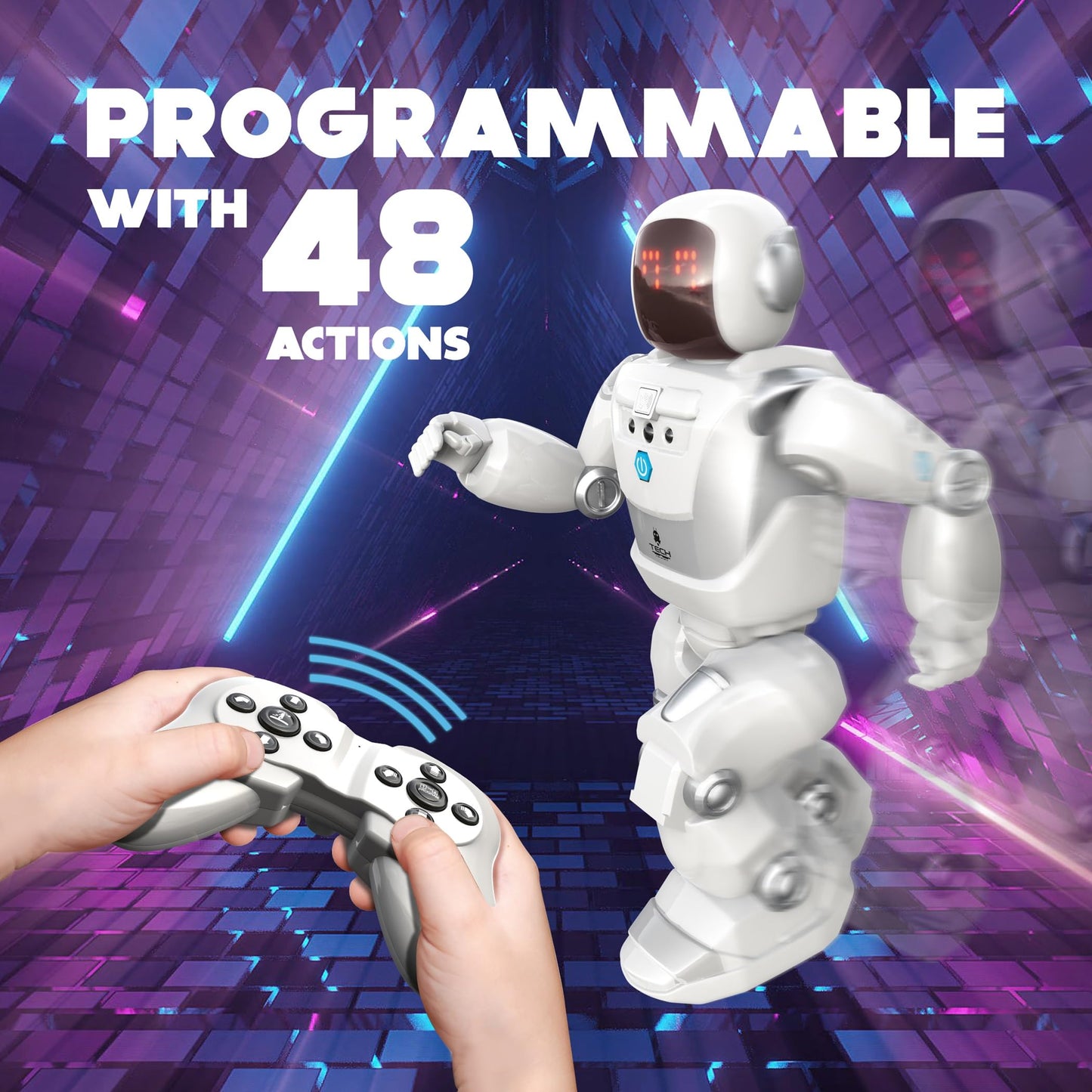 Ycoo by Silverlit - Program a Bot X, Robot Radiocommandé Programmable, 40 cm - 48 Actions Programmables - Capteurs de Mouvements - Effets Sonores et Lumineux.