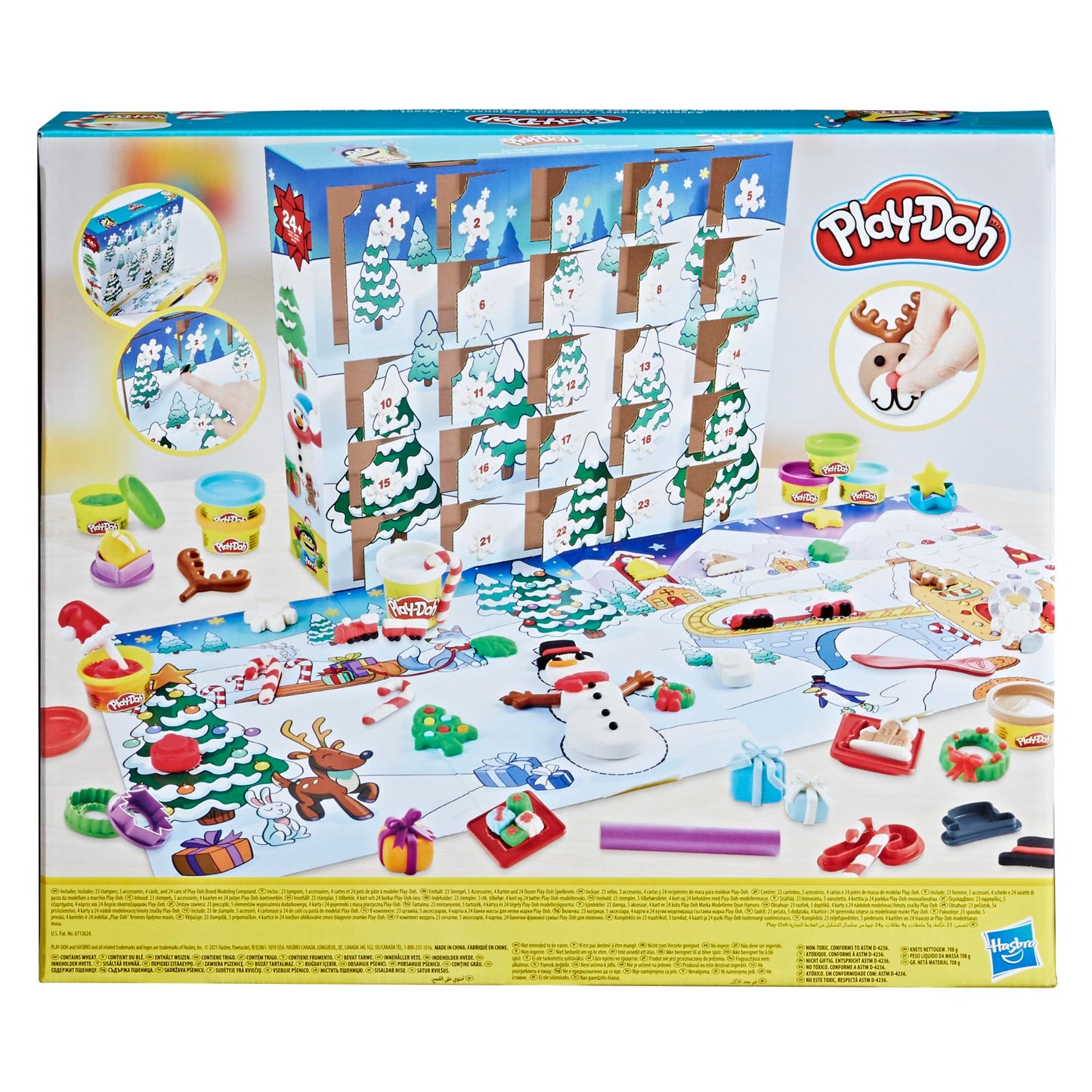 Play-Doh Calendrier de l'Avent, tapis d'activité, + de 24 surprises, 24 pots de pâte Play-Doh, pour enfants dès 3 ans