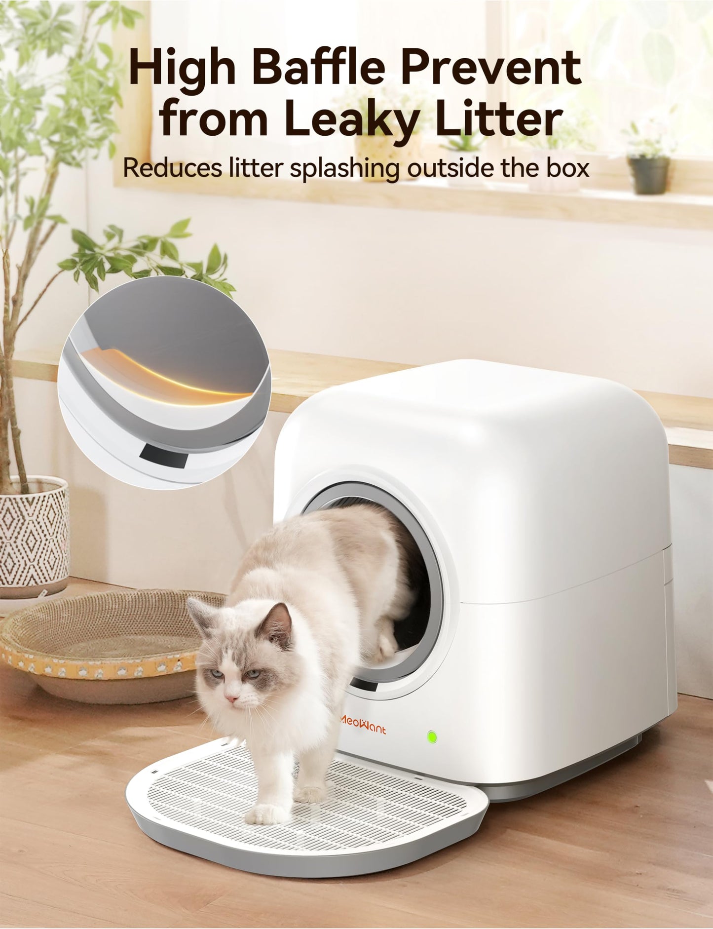 MeoWant Bac à Litière Automatique / Autonettoyant pour Chat