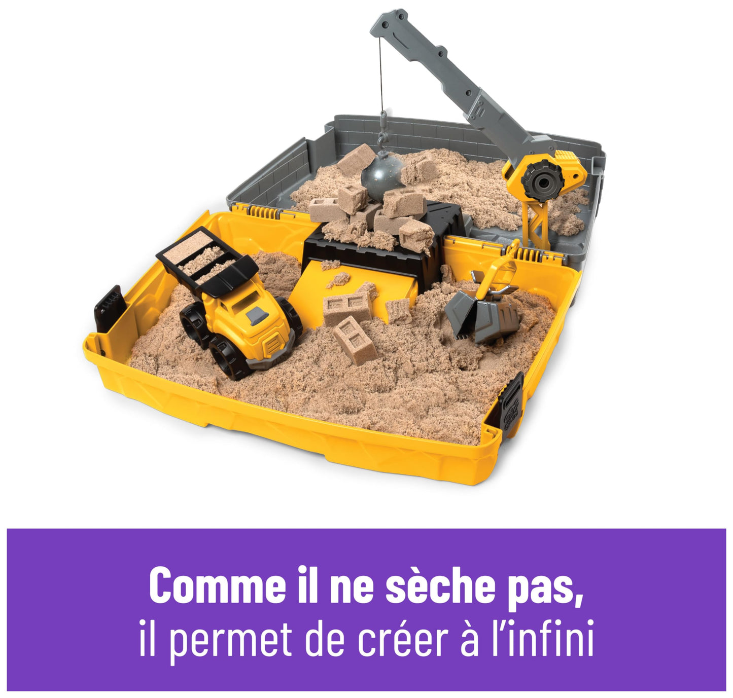 Kinetic Sand Sable Magique - Mallette DE Construction 907 G + 3 Accessoires - Emportez Votre Sable À Modeler Partout & Sculptez Vos Créations comme De La Pâte À Modeler - Jouet Enfant 3 Ans Et +