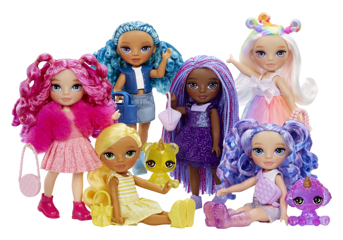 Rainbow High Littles - Amethyst Willow - Petite Poupée Mannequin Articulée - Poupée Mauve de 14 cm avec Sac à Main et Chien Magique - Convient aux Enfants et aux Collectionneurs