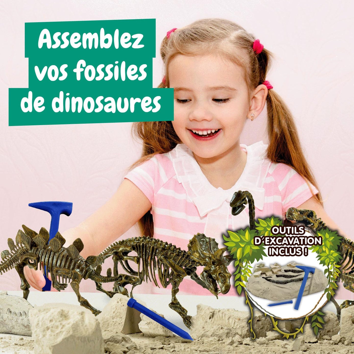 Science4you - Kit de Fouille de Fossiles 4 en 1 pour Enfants 5 6 7 8 9 10 Ans - Excaver et Assembler 4 Dinosaures: T-Rex, Triceratops, Velociraptor et Stegosaurus - Jouet Idéal pour Filles et Garçons