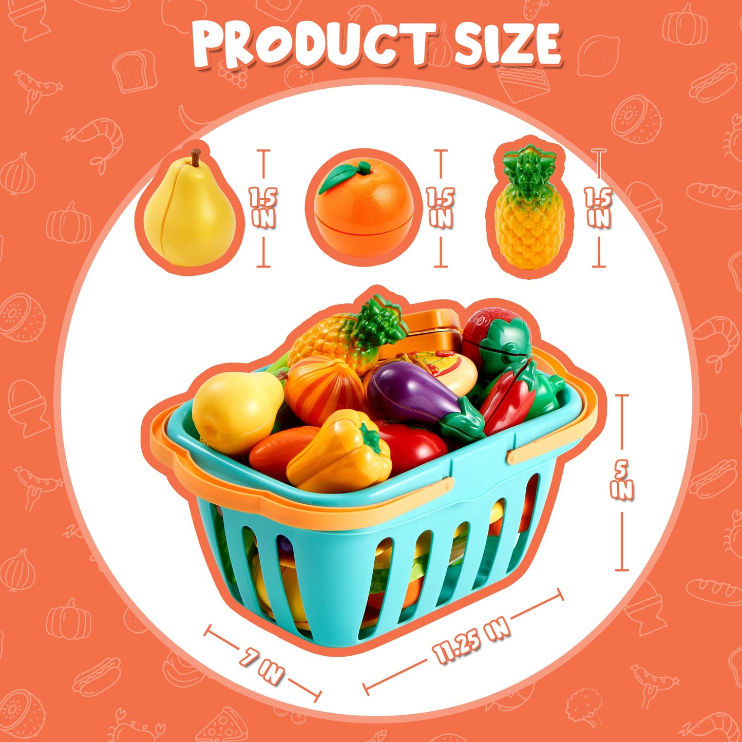 JOYIN Lot de 68 Jouets Alimentaires à découper pour la Cuisine des Tout-Petits, Faux Aliments pour la Cuisine, Comprend des Fruits et légumes en Plastique, des Cadeaux pour Tout-Petits