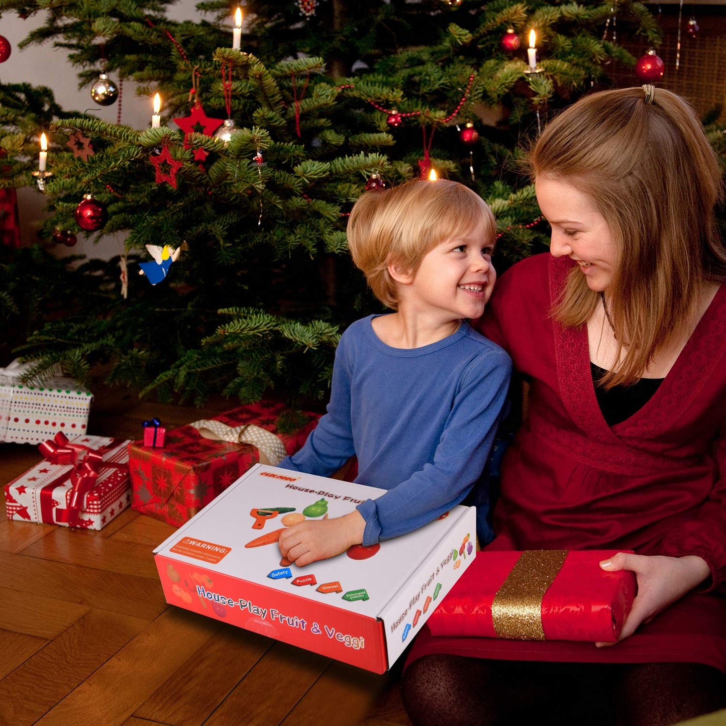 CARLORBO Jouet en Bois Montessori Cuisine en Bois Nourriture pour Enfants - Aliments Bois Fruit et Légumes Jouets, Jouets Enfants Cadeau