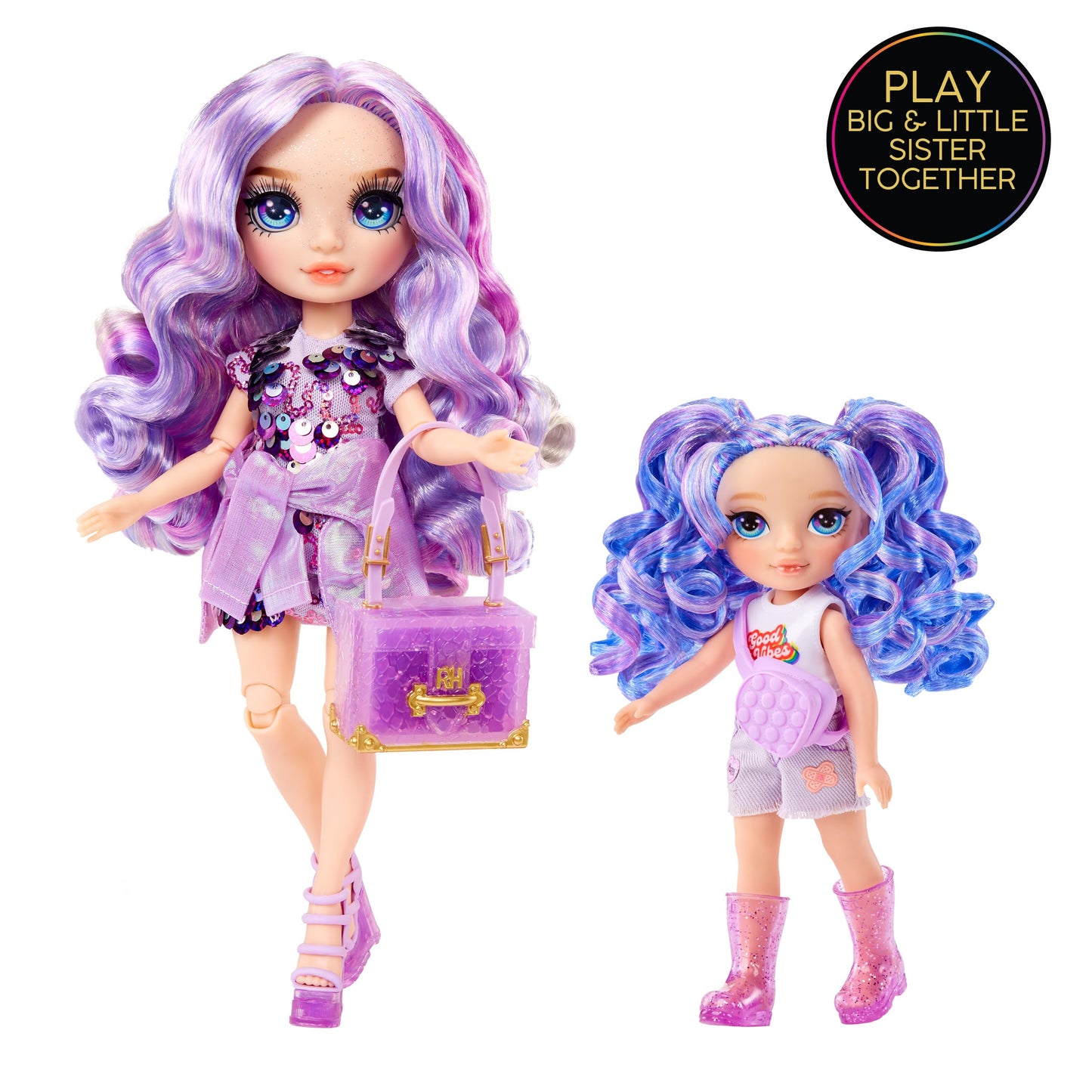 Rainbow High Littles - Amethyst Willow - Petite Poupée Mannequin Articulée - Poupée Mauve de 14 cm avec Sac à Main et Chien Magique - Convient aux Enfants et aux Collectionneurs