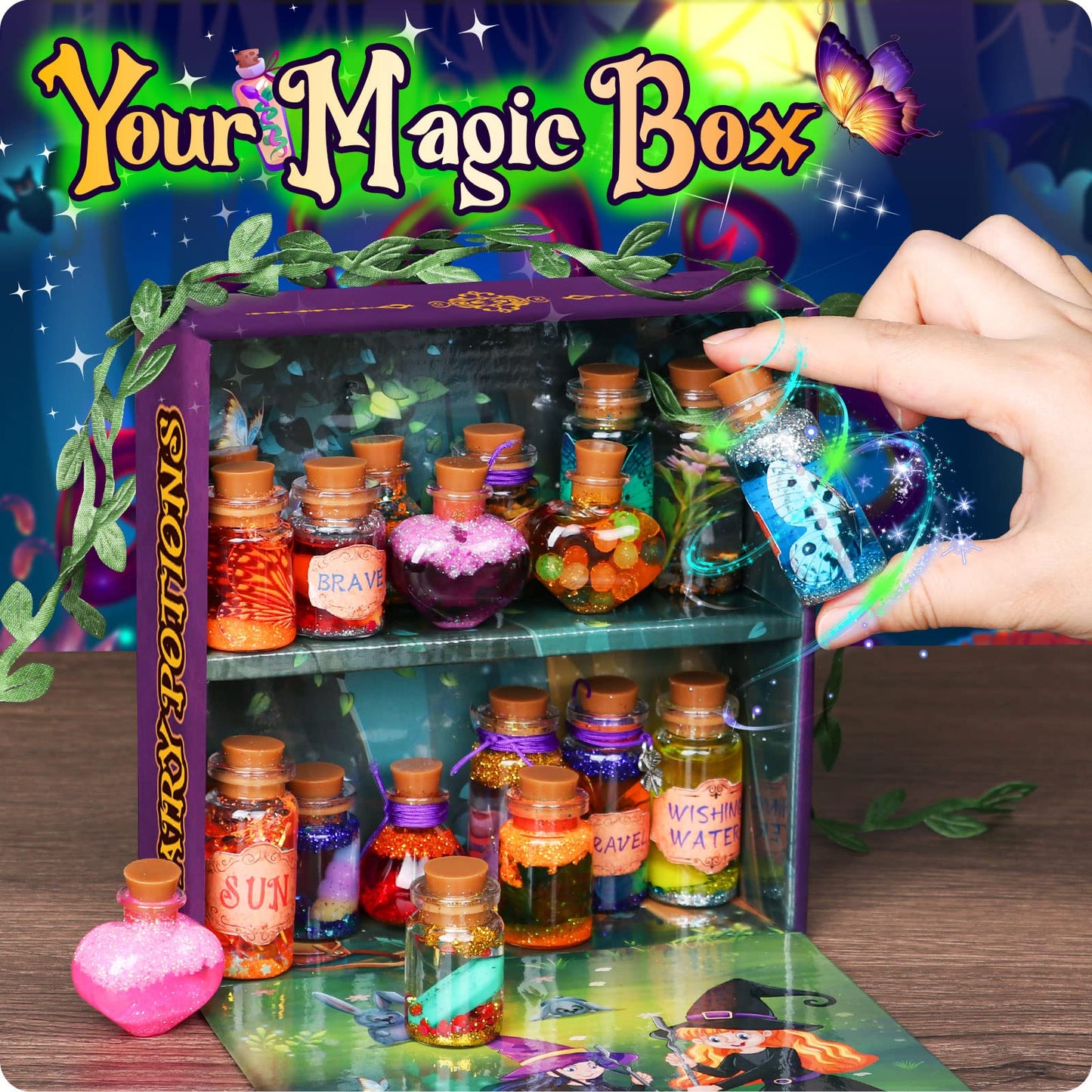 Mostof Rétro Kits de potions de fées pour enfants, Mélangez 20 potions magiques avec Cristal d’énergie, Jouet artisanal cadeau créatif
