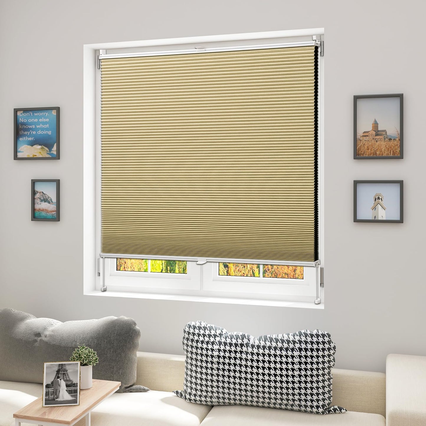 Store nid d'abeille sans perçage, occultant beige