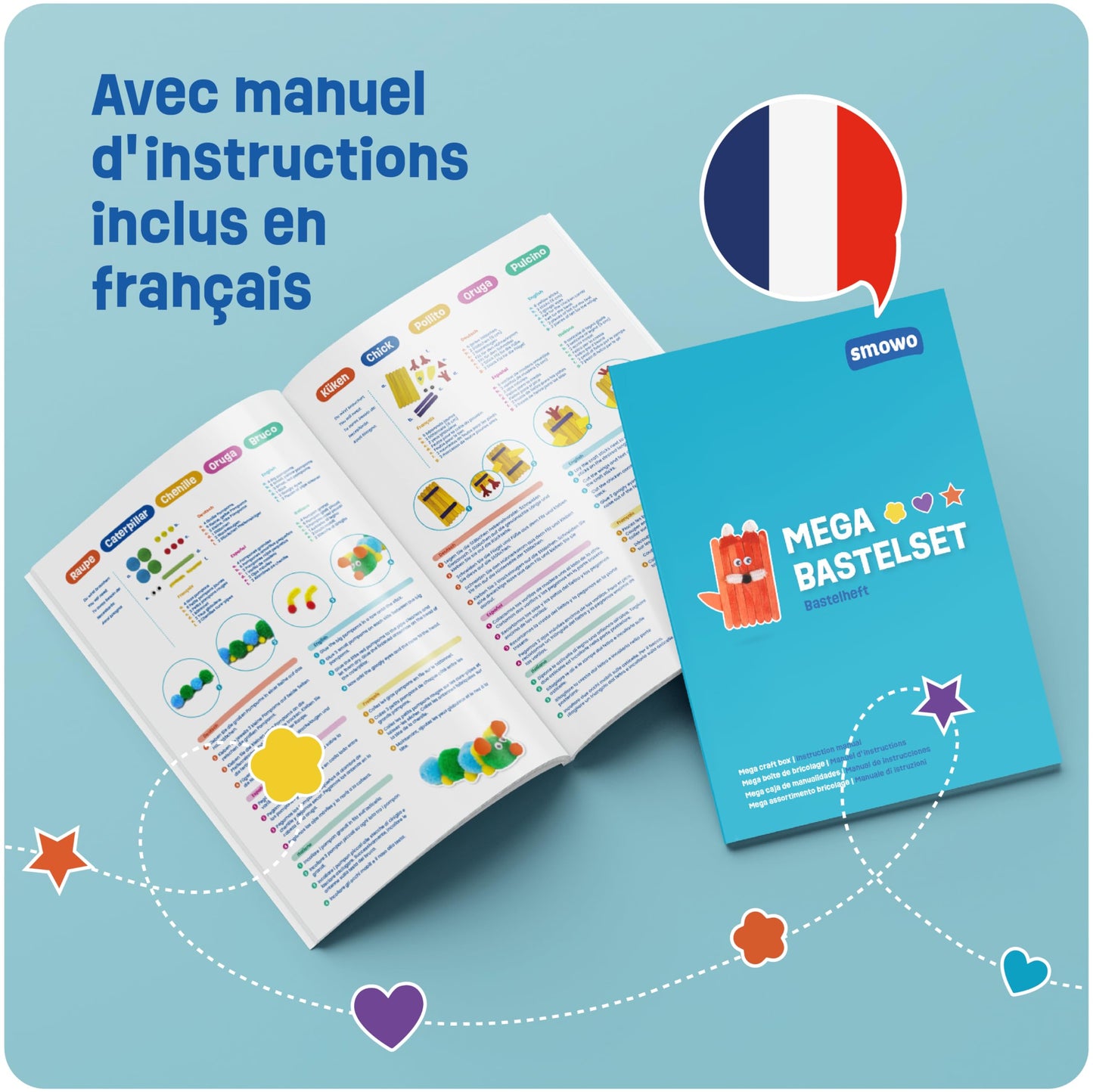 Smowo® Kit de Bricolage - Boîte Créative Colorée Mega pour Filles et Garçons - Loisirs - Parfait pour DIY et Activité Manuelle Enfant