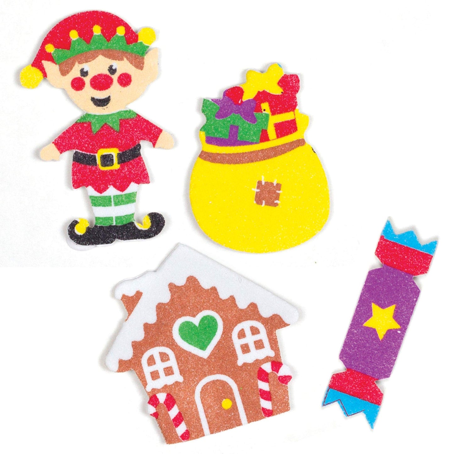 Baker Ross AT302 Autocollants en Mousse à Paillettes motif Noel - Lot de 120, Autocollants pour Enfants, Parfait pour le Scrapbooking, Fournitures et Loisirs Creatifs pour les Enfants