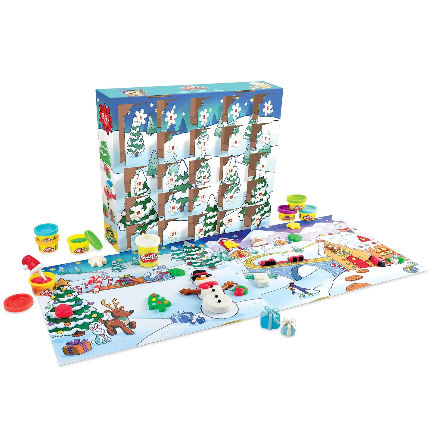 Play-Doh Calendrier de l'Avent, tapis d'activité, + de 24 surprises, 24 pots de pâte Play-Doh, pour enfants dès 3 ans