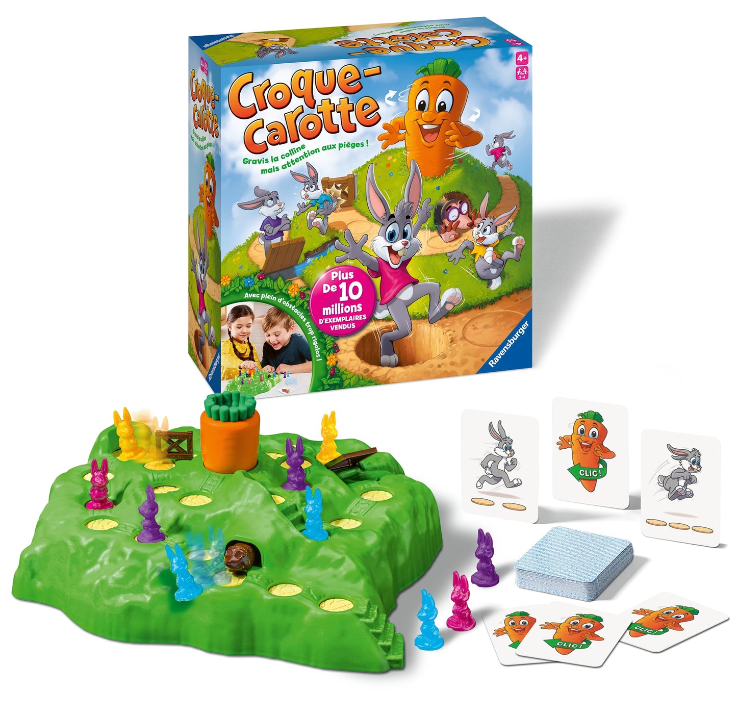 Ravensburger - Croque Carotte - Jeu de société - Enfants et Parents - Jeu de parcours rigolo - De 2 à 4 Joueurs à partir de 4 ans - Mixte - 22223 - Version française, Noir