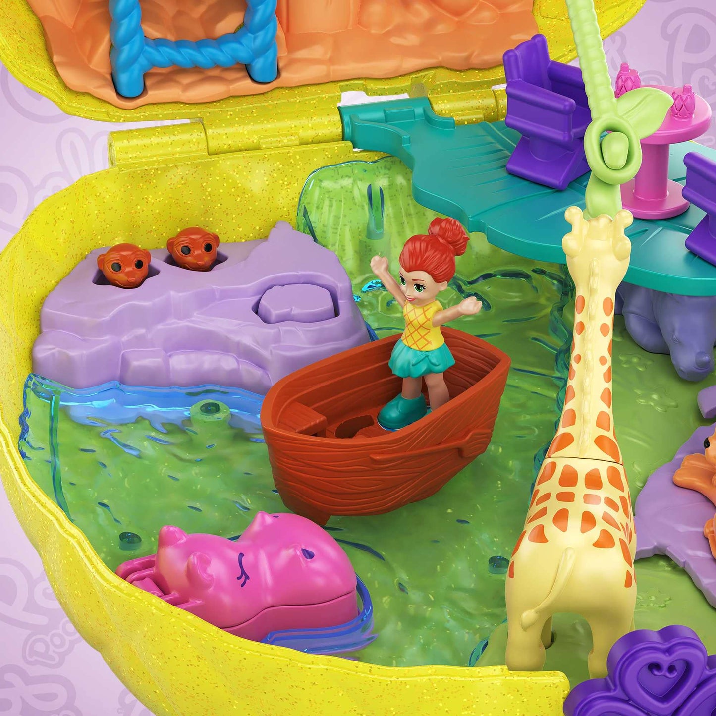 Polly Pocket Coffret Sac à Surprises Ananas avec Mini-Figurines Polly et Lila, Accessoires et Autocollants, Jouet Enfant, édition 2020, GKJ64