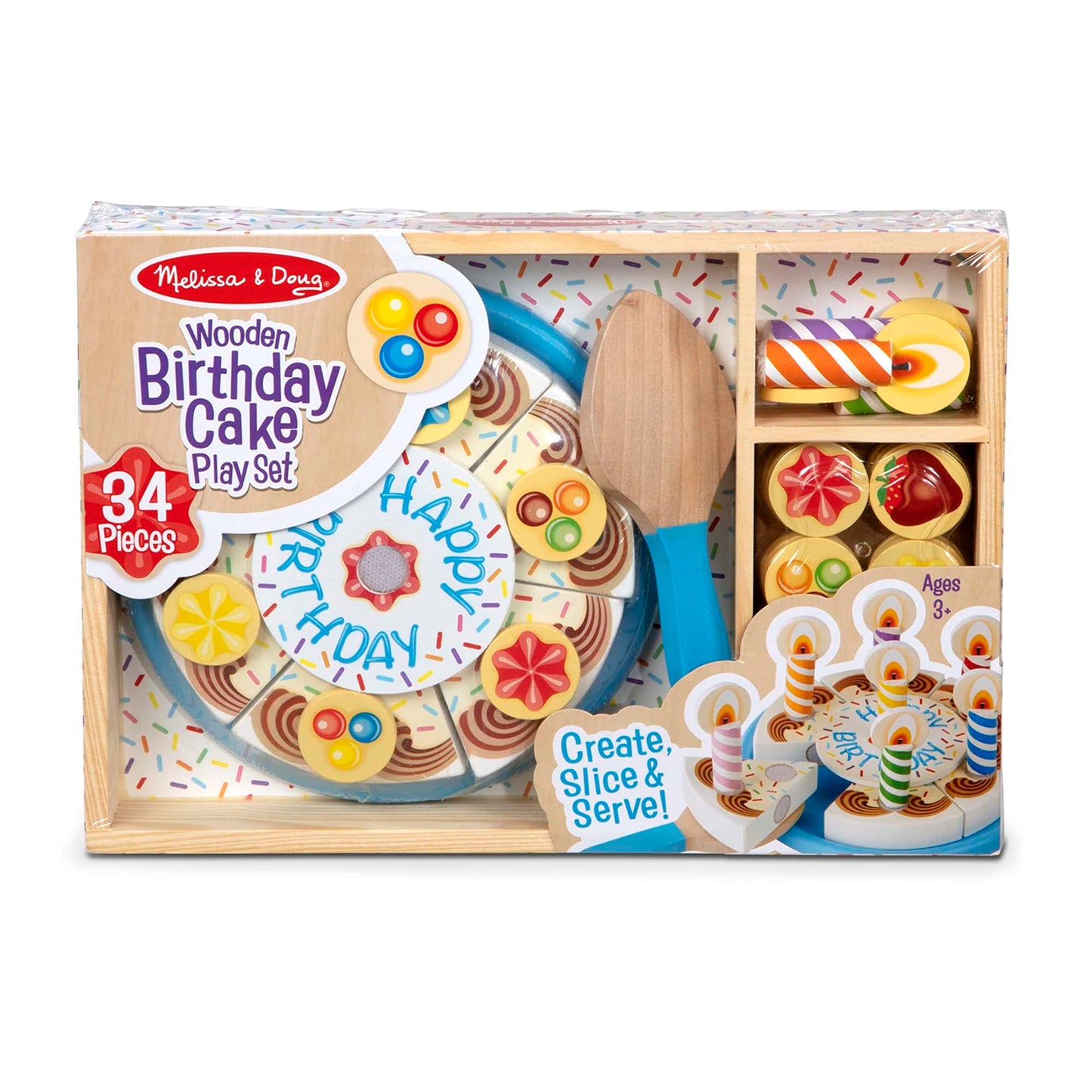 Melissa & Doug Gâteau D’Anniversaire En Bois | Jouets alimentaires en bois pour enfants | 3+ | Cadeau pour garçon ou fille