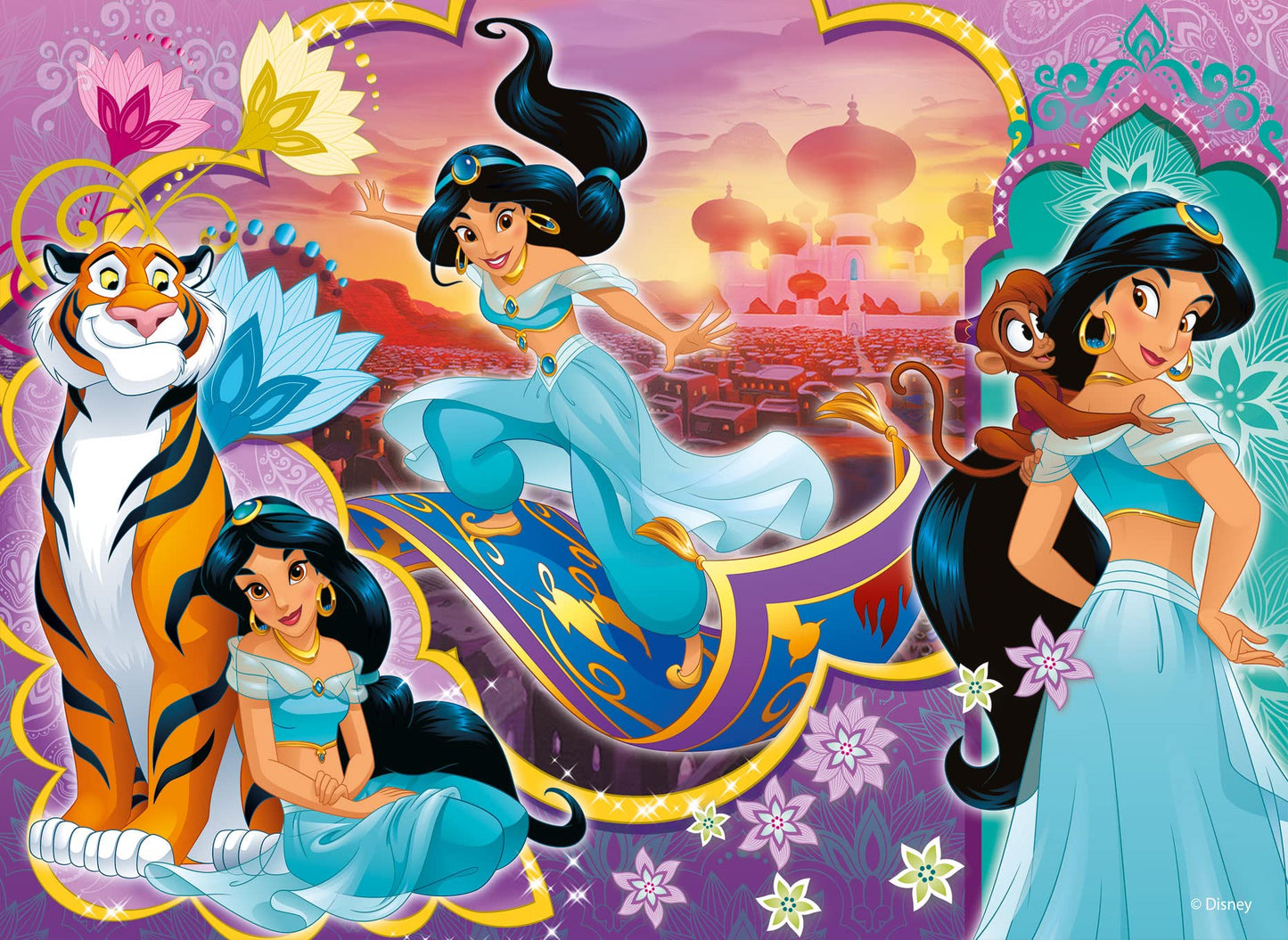 Liscianigiochi Maxifloor 4x48 Princess, 91744, DISNEY Disney Puzzle Double face 4 x 48 Pièces Princesses