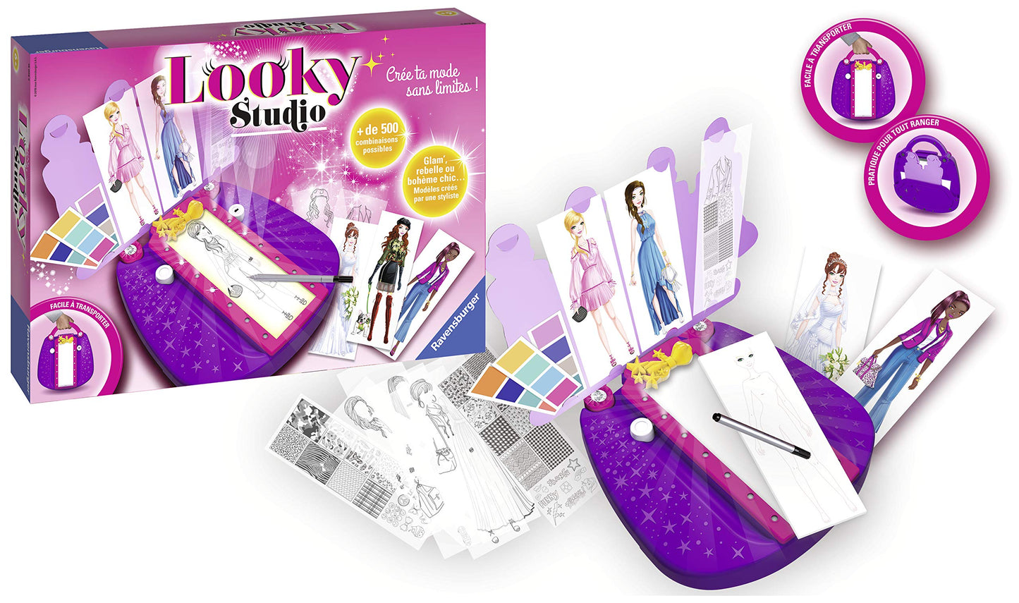 Ravensburger – Looky Studio – Loisir créatif – Dessin de mode – Stylisme – Activité détente et créative – Créativité – Dès 6 ans – 18028 – Version française, Néant
