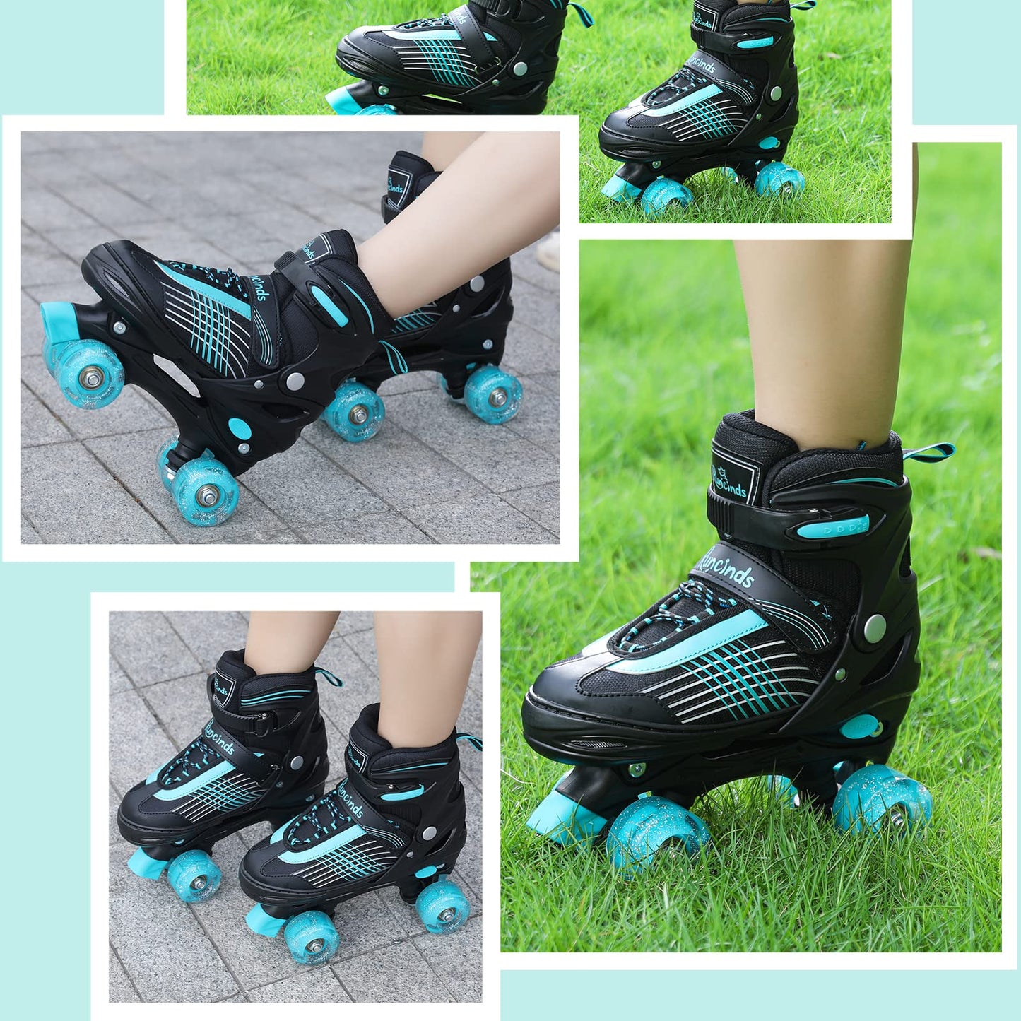 Runcinds Patins à roulettes réglables pour Enfants pour garçons Filles, Patins à roulettes pour Tout-Petits pour débutants avec Roues Lumineuses