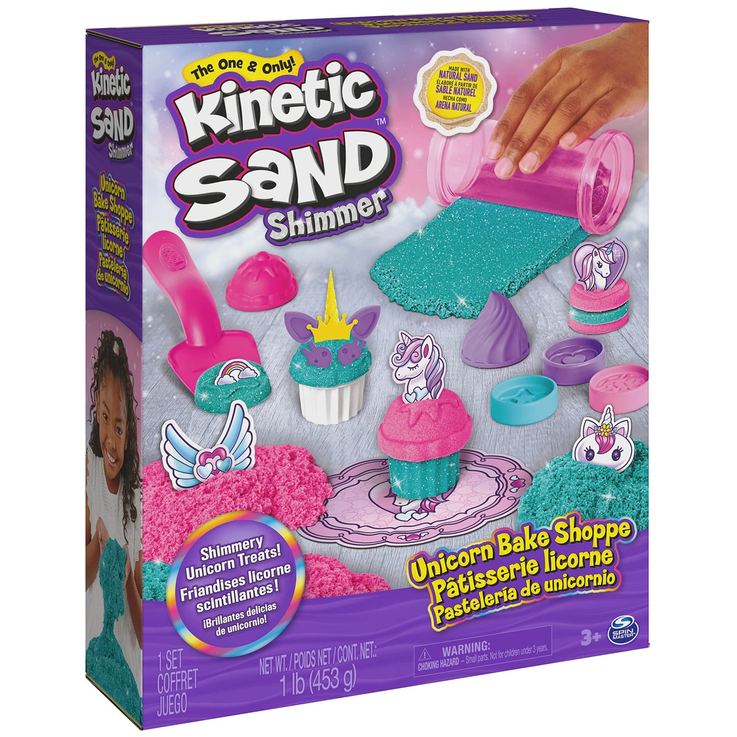 Kinetic Sand Sable Magique - Coffret Patisserie Licorne 453 G - Créations Thème Féérique Licorne - Moules Outils Accessoires - Alternative Pâte À Modeler - Jouet Enfant 3 Ans Et + - Loisirs Créatifs