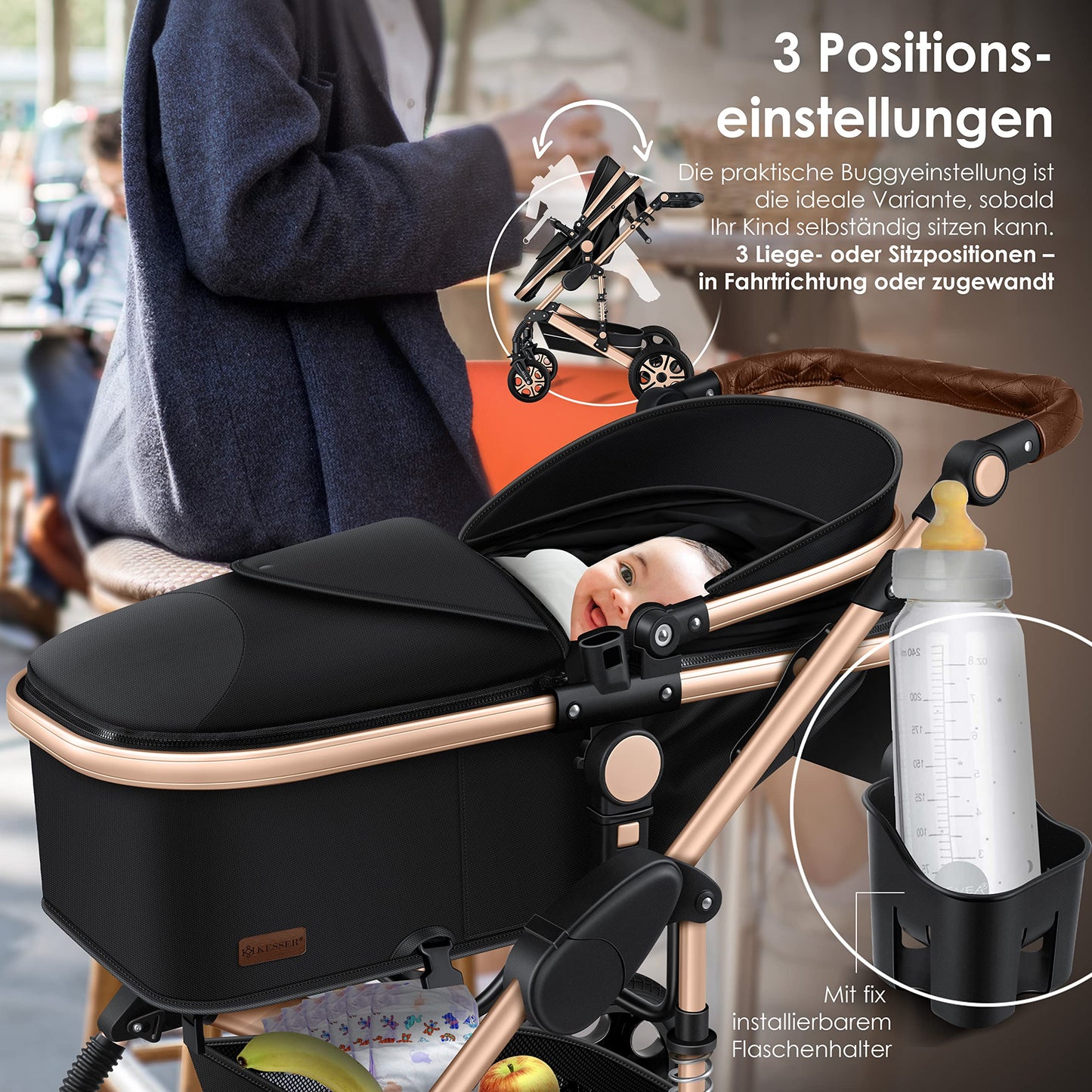 KESSER® Poussette combinée 3en1