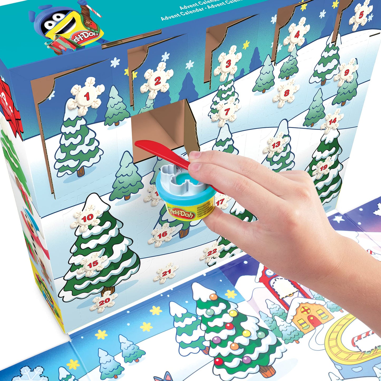 Play-Doh Calendrier de l'Avent, tapis d'activité, + de 24 surprises, 24 pots de pâte Play-Doh, pour enfants dès 3 ans