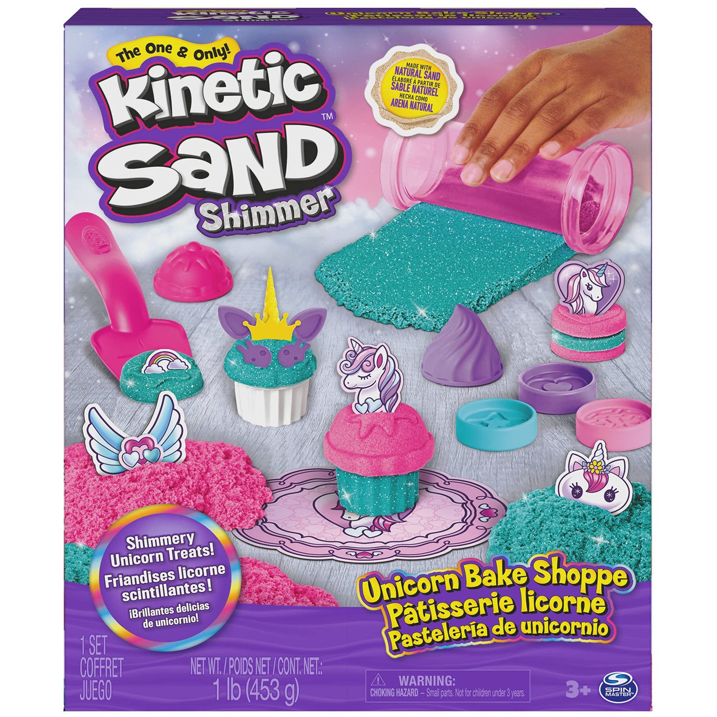 Kinetic Sand Sable Magique - Coffret Patisserie Licorne 453 G - Créations Thème Féérique Licorne - Moules Outils Accessoires - Alternative Pâte À Modeler - Jouet Enfant 3 Ans Et + - Loisirs Créatifs