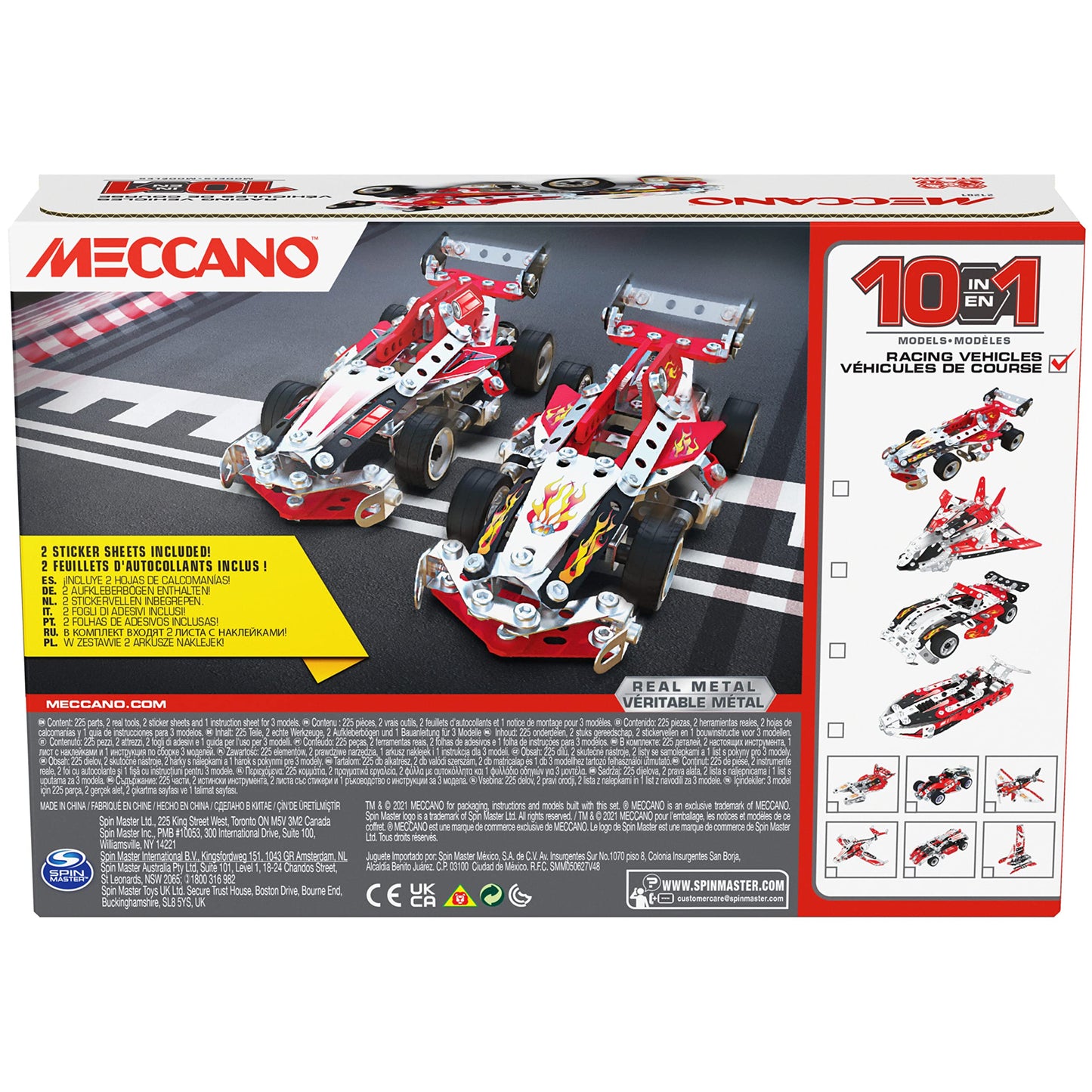 MECCANO - 10 Modèles De Véhicules De Course A Construire - Jeu de Construction Avec 2 Outils - 6060104 - Jouet Enfant 8 Ans et +