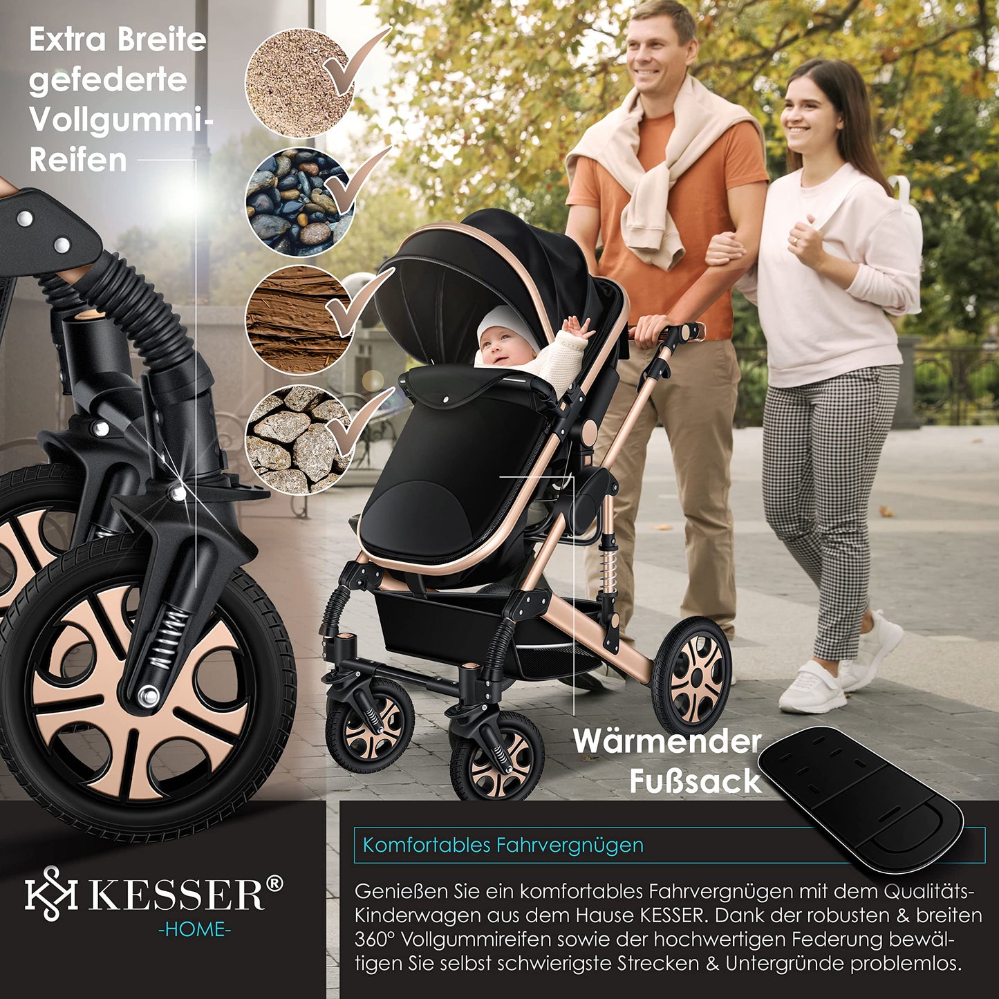 KESSER® Poussette combinée 3en1