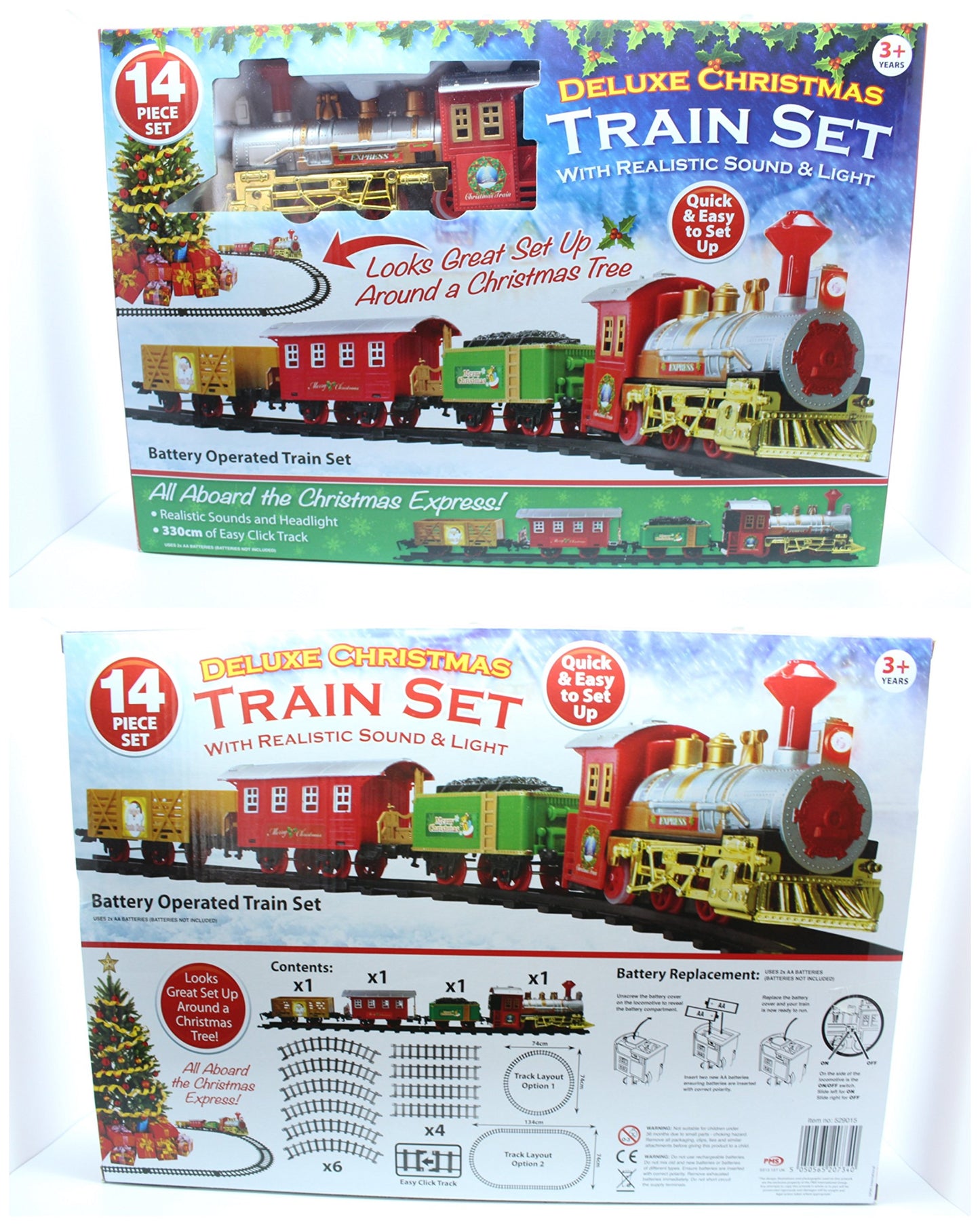 PMS Train de Noël Multicolore Action Son et lumière - 1 Ensemble, Taille Unique