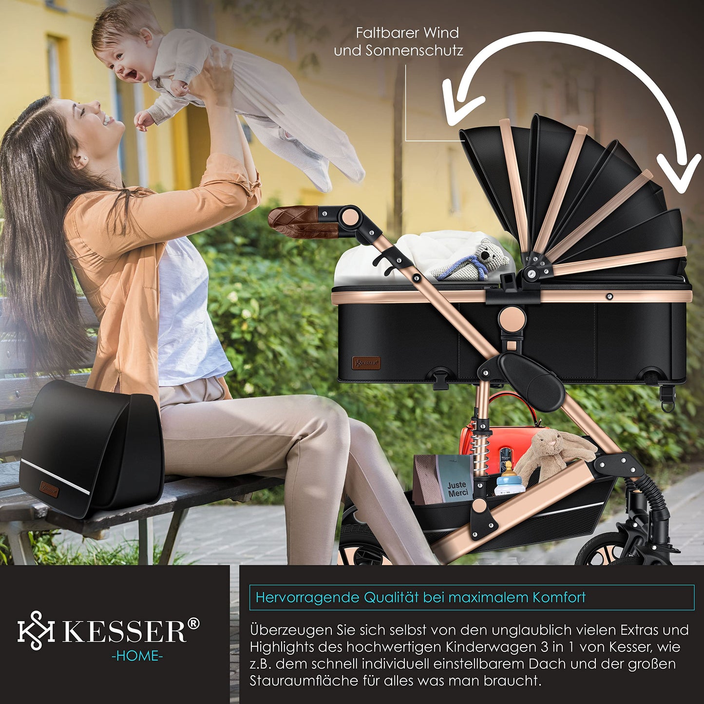 KESSER® Poussette combinée 3en1
