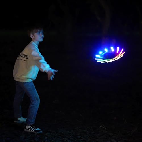 TOSY Anneau Volant 16 Millions de Couleurs RVB ou 12 LED, Lumineux, Mode Perdu, allumage Automatique, sûr et Doux, étanche, Frisbee léger, Cadeau d'anniversaire, de Camping pour garçon/Fille/Enfant