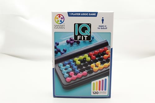 SmartGames - IQ Fit - Jeu Casse Tête - Jeu de Réflexion - 120 Défis - 2D et 3D - Niveau Facile à Expert - Encastre les Pièces Correctement - 1 Joueur - A Partir de 6 Ans