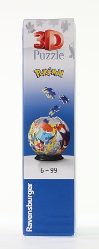 Ravensburger - Puzzle 3D Ball - Pokémon - A partir de 6 ans - 72 pièces numérotées à assembler sans colle - Support inclus - Diamètre : 13 cm - 11785