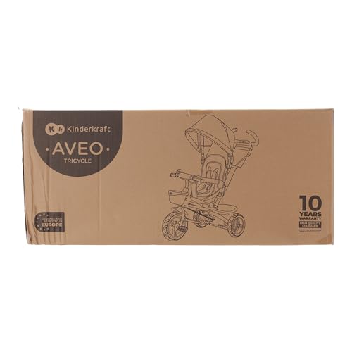 Kinderkraft AVEO Tricycle Bébé Évolutif, Draisienne Évolutif, Trike Bebe, Velo Poussette Bebe Évolutif, Velo Enfant 5 Ans, De 9 Mois, Pliable, Facile À Plier, Accessoires Pratiques, Gris