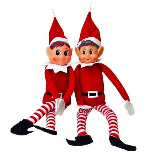 GLOW Wholesale Elfie (garçon) et Elvie (Fille) Lot de 2 Figurines ludiques avec Corps Souple et Visage en Vinyle Rouge