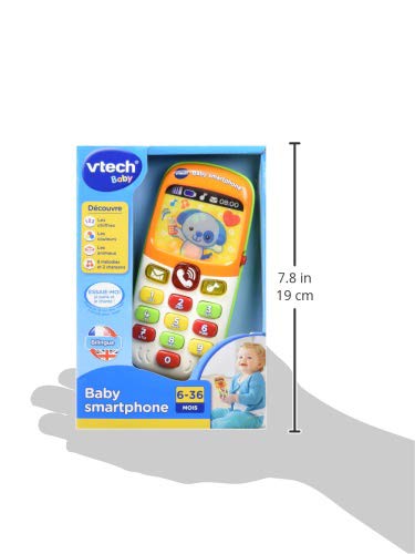 VTech - Baby Smartphone Bilingue Mixte, Téléphone Bébé, Jouet d'Éveil - Version FR, Brun, unique