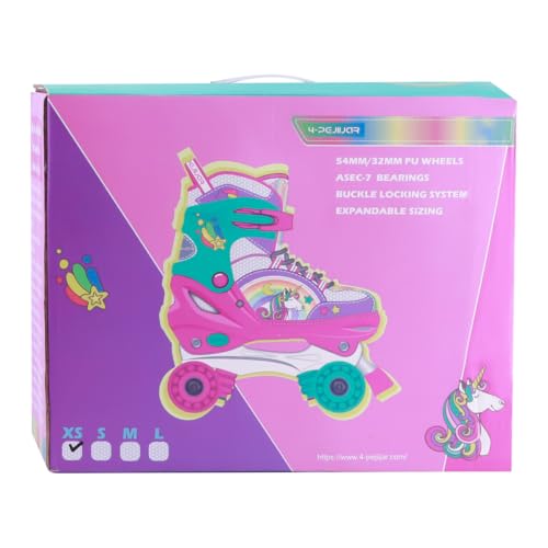 Patins à roulettes Licorne Enfants Rollers Quad Réglable Patins à roulettes Lumineux Taille Réglable pour Filles Garçons Débutants