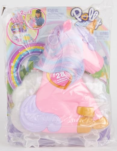 Polly Pocket Coffret 2-en-1 Salon De Coiffure Licorne Arc-en-Ciel avec Tête À Coiffer, Comprend 2 Figurines, Plus 25 Accessoires Et Éléments Mobiles, Jouet pour Enfant de 4 Ans et Plus, HMX18