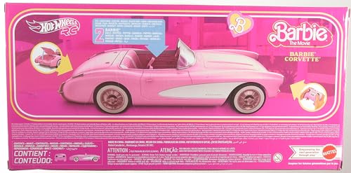 Hot Wheels Voiture Télécommandée, Barbie Le Film - Voiture Corvette Radiocommandée À Piles Tirée du Modèle Réel Stingray 1956, en Métal, À Collectionner, Jouet Enfant, Ados et Adultes, HPW40