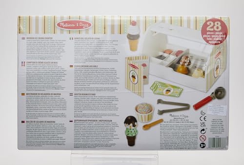 Melissa & Doug Glacier En Bois, Jouet en bois avec un comptoir et 28 pièces, Aliments en bois, Jeu d'imitación, Jouet créatif, Montessori,Cadeau pour garçons et filles de 3 4 5 6 7 ans