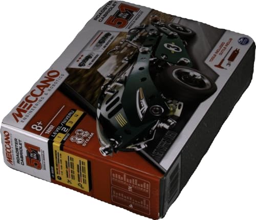 MECCANO - Cabriolet Retro Friction 5 MODÈLES - Coffret Inventions avec 174 Pièces, 1 Moteur Rétro Friction Et 2 Outils - Jeu de Construction Jouet Enfant 8 Ans et +