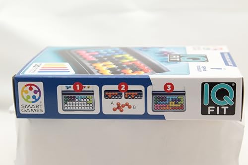 SmartGames - IQ Fit - Jeu Casse Tête - Jeu de Réflexion - 120 Défis - 2D et 3D - Niveau Facile à Expert - Encastre les Pièces Correctement - 1 Joueur - A Partir de 6 Ans