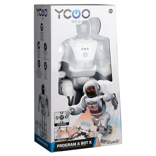 Ycoo by Silverlit - Program a Bot X, Robot Radiocommandé Programmable, 40 cm - 48 Actions Programmables - Capteurs de Mouvements - Effets Sonores et Lumineux.