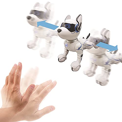 Lexibook Power Puppy - Mon Robot Chien Savant à dresser - Robot programmable avec télécommande, fonction dressage et contrôle gestuel, danse, musique, effets lumineux, rechargeable - DOG01