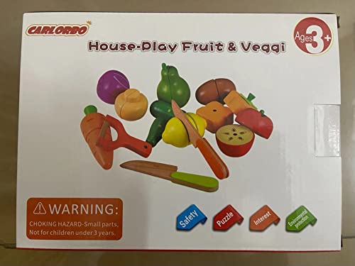 CARLORBO Jouet en Bois Montessori Cuisine en Bois Nourriture pour Enfants - Aliments Bois Fruit et Légumes Jouets, Jouets Enfants Cadeau