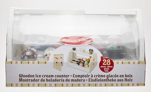 Melissa & Doug Glacier En Bois, Jouet en bois avec un comptoir et 28 pièces, Aliments en bois, Jeu d'imitación, Jouet créatif, Montessori,Cadeau pour garçons et filles de 3 4 5 6 7 ans