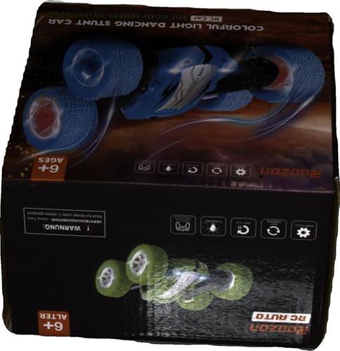 Rodzon Voiture Télécommandée Enfant, 360°Rotation Camion Cascadeuse avec Feux de Roue, 2.4GHz RC Voiture Radiocommandee Jeux Extérieur Jouet Cadeau pour Garçon Fille 3-12 Ans, 2 x Batterie (Bleu)