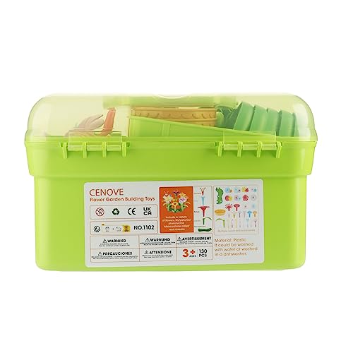CENOVE Jouets de Construction de Jardin de Fleurs, 3 4 5 6 Ans, Ensembles de Bouquets de Bricolage pour Filles et Garçons, Blocs de Construction Créatifs pour Enfants (130 PCS)