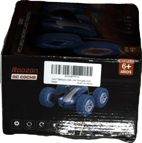 Rodzon Voiture Télécommandée Enfant, 360°Rotation Camion Cascadeuse avec Feux de Roue, 2.4GHz RC Voiture Radiocommandee Jeux Extérieur Jouet Cadeau pour Garçon Fille 3-12 Ans, 2 x Batterie (Bleu)